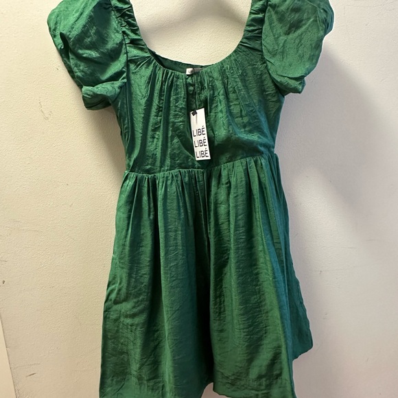 Libe Workshop Emerald Green Puff Sleeve Mini Dress - Picture 5 of 6